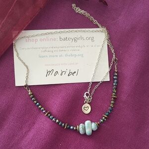 Silver and Blue Beaded Necklace